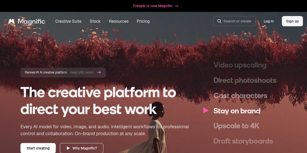 Freepik Magnific AI（AI图像超分与创意生成平台） 页面预览
