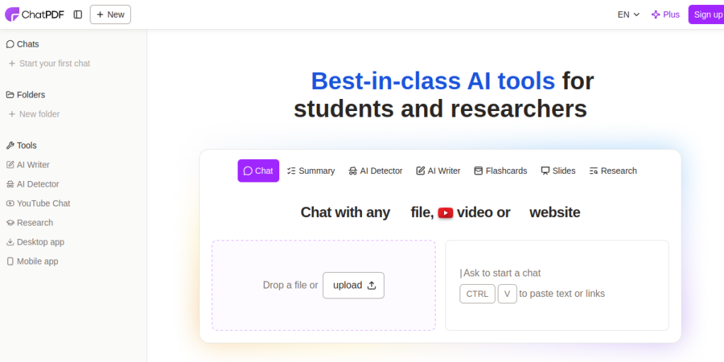 ChatPDF(AI 文档问答与文献速读工具) 页面预览