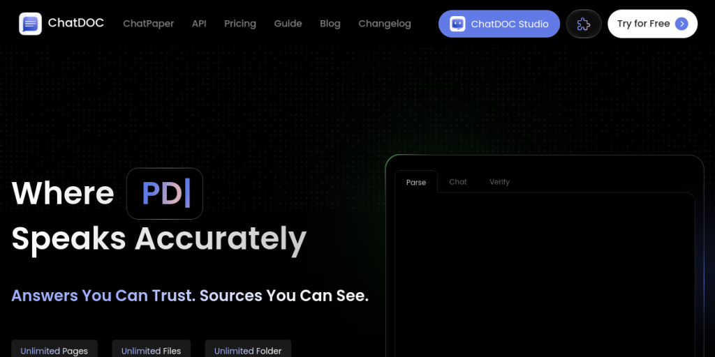 ChatDOC(基于原文溯源的科研文档速读工具) 页面预览